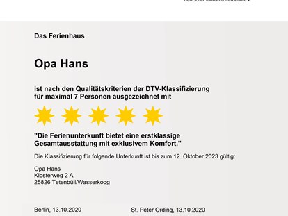 Rollstuhlgerechte Unterkunft - Meer - 5 Sterne Auszeichnung - Ferienhaus Opa Hans